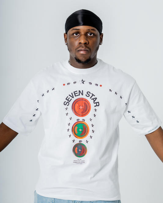 TSHIRT WITH BUTTON & STARS BURST DOWN DESIGN